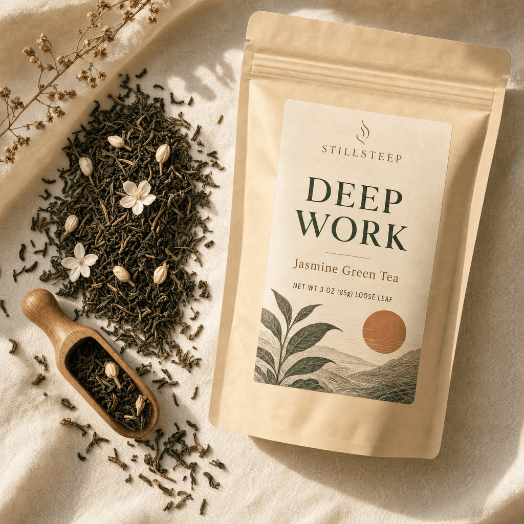 Deep Work — Jasmine green tea, loose-leaf tea pouch